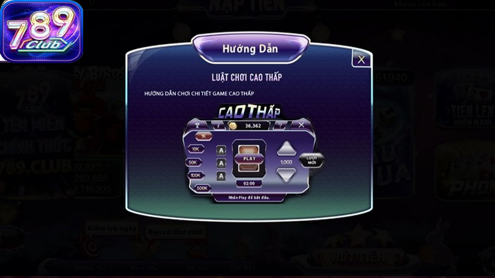 Giao diện của trò chơi Cao Thấp 789Club rất đơn giản và dễ sử dụng